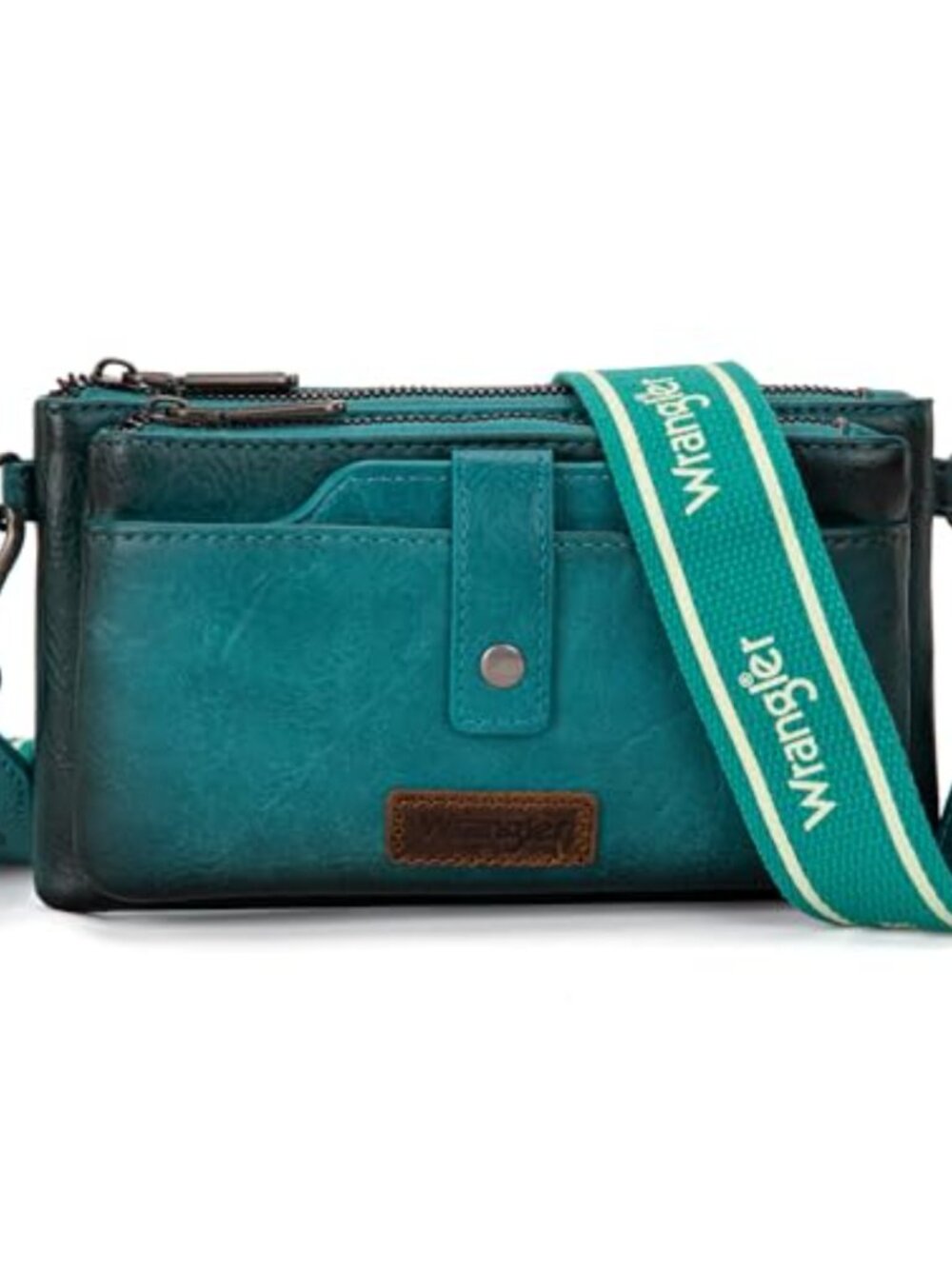 Vegan Leather Crossbody Wallet Double Layer Purse Guitar Strap